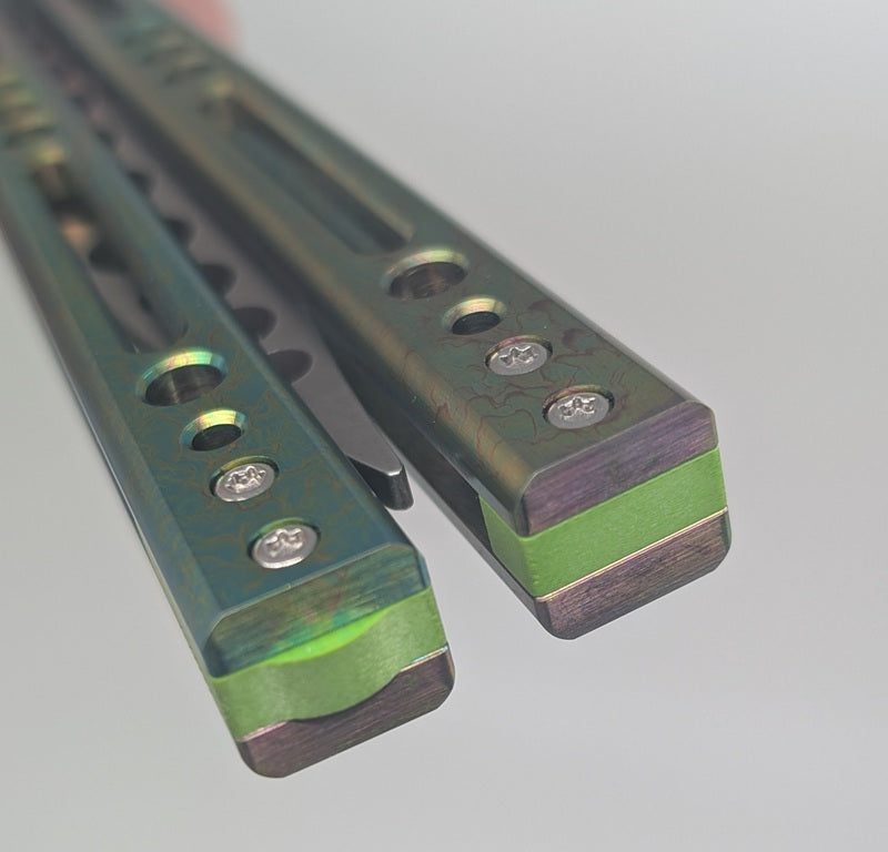 *Consignment* HOM Prodigy Stonewash Green Toxic Ano G10 Spacer Balisong Trainer