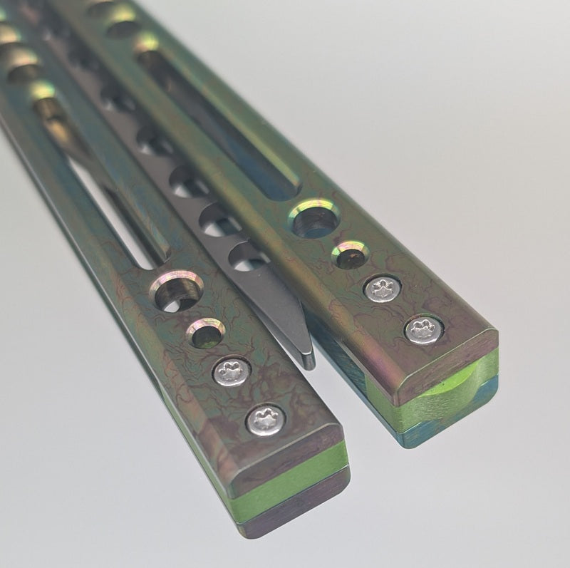 *Consignment* HOM Prodigy Stonewash Green Toxic Ano G10 Spacer Balisong Trainer