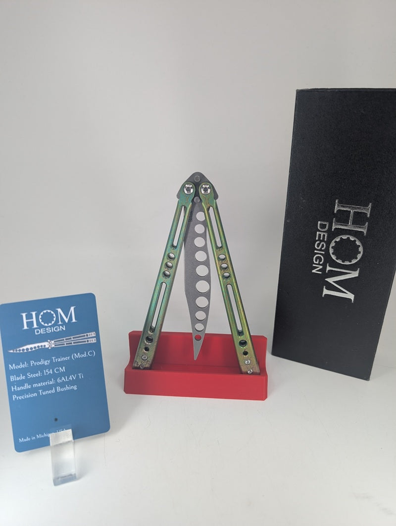 *Consignment* HOM Prodigy Stonewash Green Toxic Ano G10 Spacer Balisong Trainer