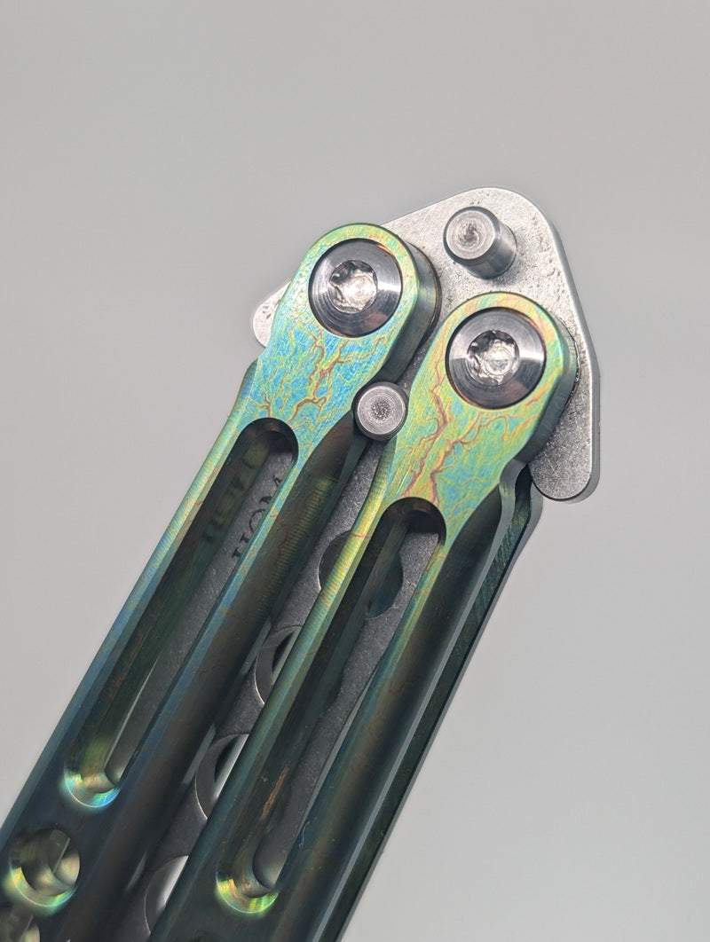 *Consignment* HOM Prodigy Stonewash Green Toxic Ano G10 Spacer Balisong Trainer