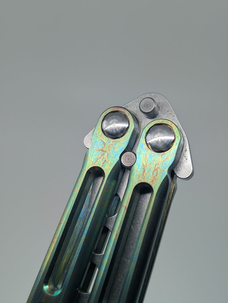 *Consignment* HOM Prodigy Stonewash Green Toxic Ano G10 Spacer Balisong Trainer