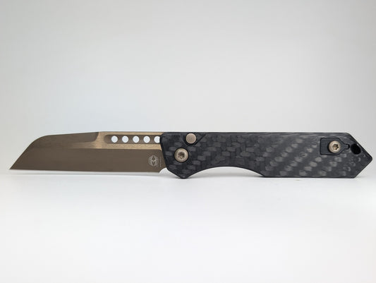 *Consignment* Heretic Knives Jinn Auto Bronze Carbon Fiber Folding Knife