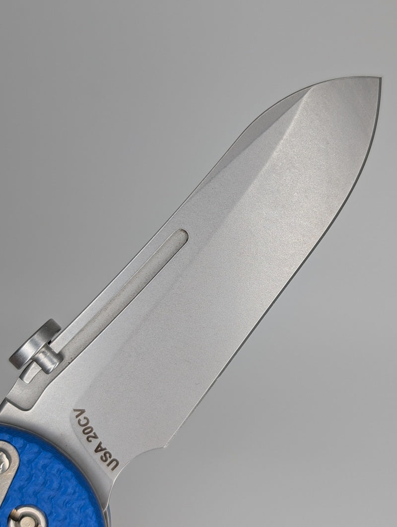 *Consignment* Hinderer Knives XM Slippy Sheepsfoot Stonewash Blue G10 Slipjoint Knife