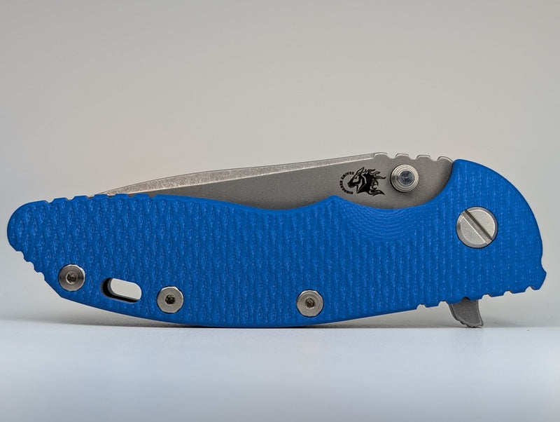 *Consignment* Hinderer XM-18 3.5" Blue G-10 / Battle Distressed Framelock Folding Knife