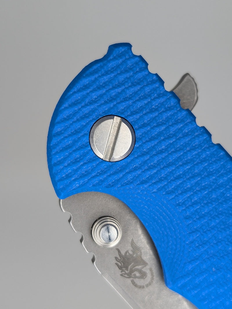 *Consignment* Hinderer XM-18 3.5" Blue G-10 / Battle Distressed Framelock Folding Knife