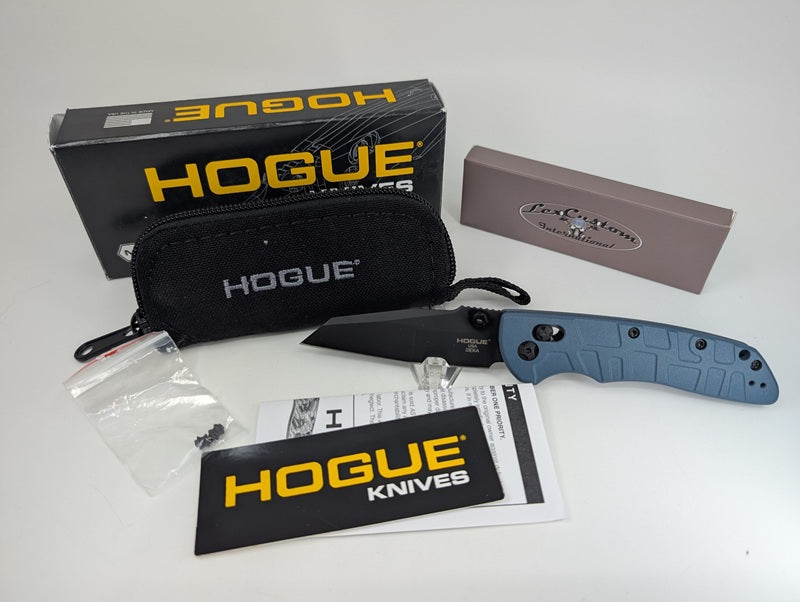 *Consignment* Hogue Deka Wharncliffe Magnacut w/  Lex Custom Blue Ti Scales Folding Knife