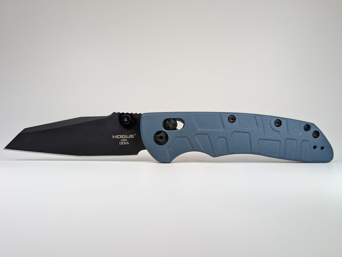 *Consignment* Hogue Deka Wharncliffe Magnacut w/  Lex Custom Blue Ti Scales Folding Knife