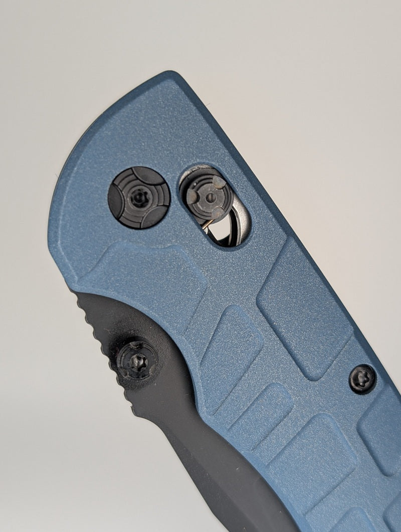 *Consignment* Hogue Deka Wharncliffe Magnacut w/  Lex Custom Blue Ti Scales Folding Knife