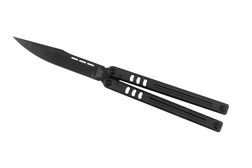 Squid Industries Mako Harpoon Inked Black Live Blade Balisong