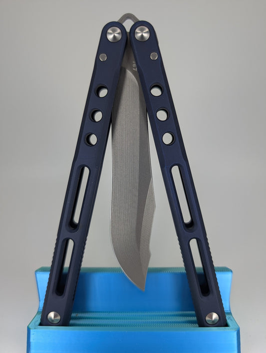 JK Design Regime V1 R1 187 Aluminum Navy Live Blade Balisong