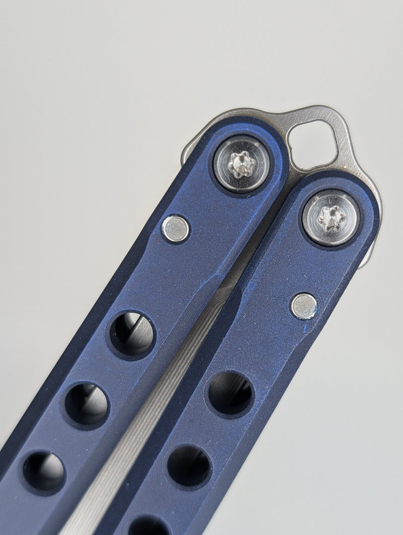 JK Design Regime V1 R1 187 Aluminum Navy Live Blade Balisong