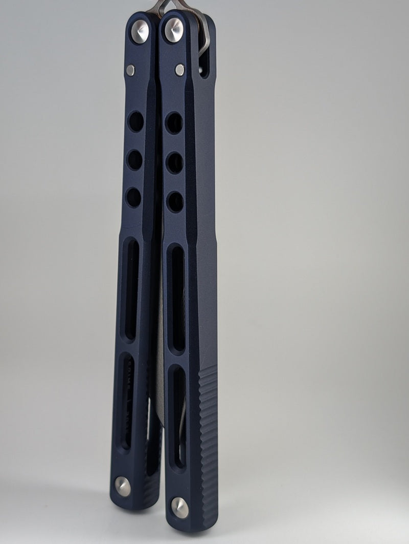 JK Design Regime V1 R1 187 Aluminum Navy Live Blade Balisong