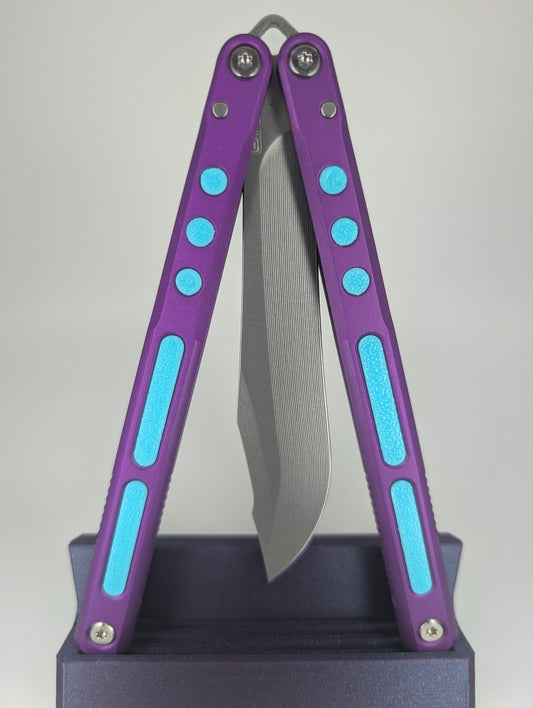 *Consignment* JK Design Regime Purple / Blue Live Blade Balisong #193