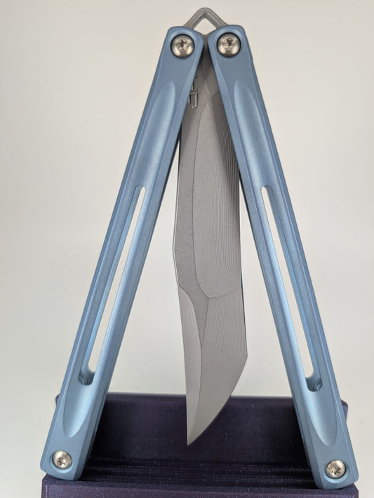 *Consignment* JK Designs Embargo Light Blue Live Blade Balisong #297