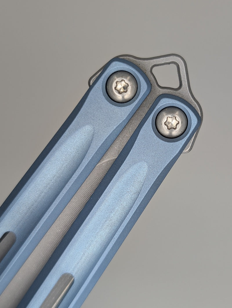 *Consignment* JK Designs Embargo Light Blue Live Blade Balisong #297