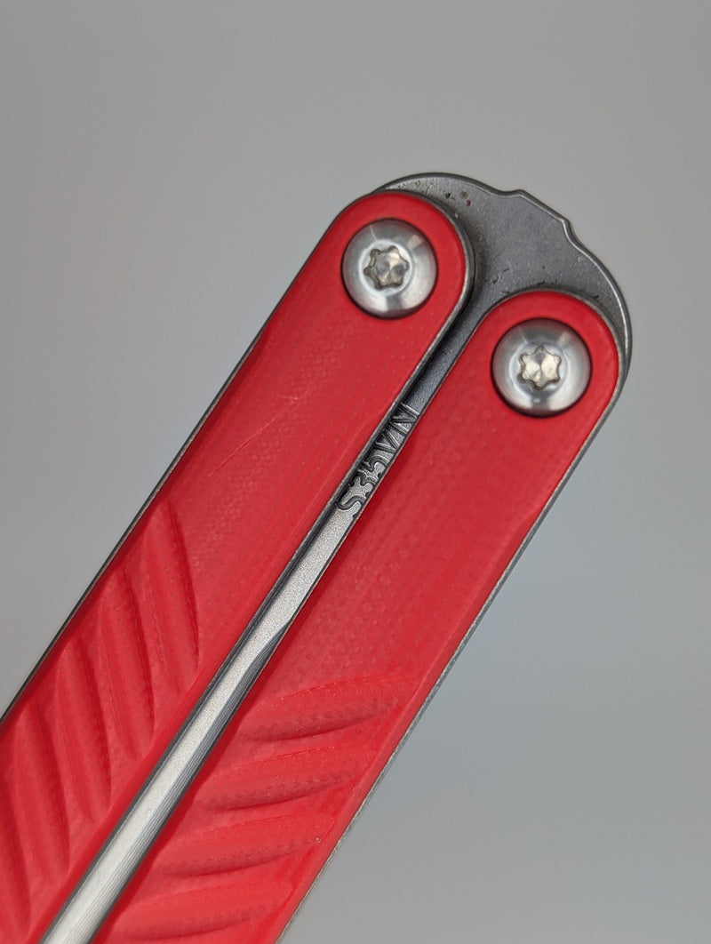 *Consignment* JK Designs LiteTech Red Live Blade Balisong #174