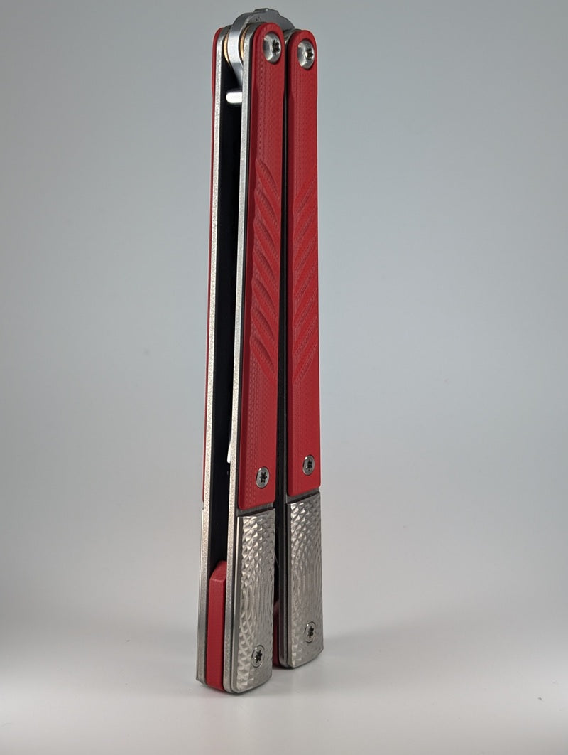 *Consignment* JK Designs LiteTech Red Live Blade Balisong #174