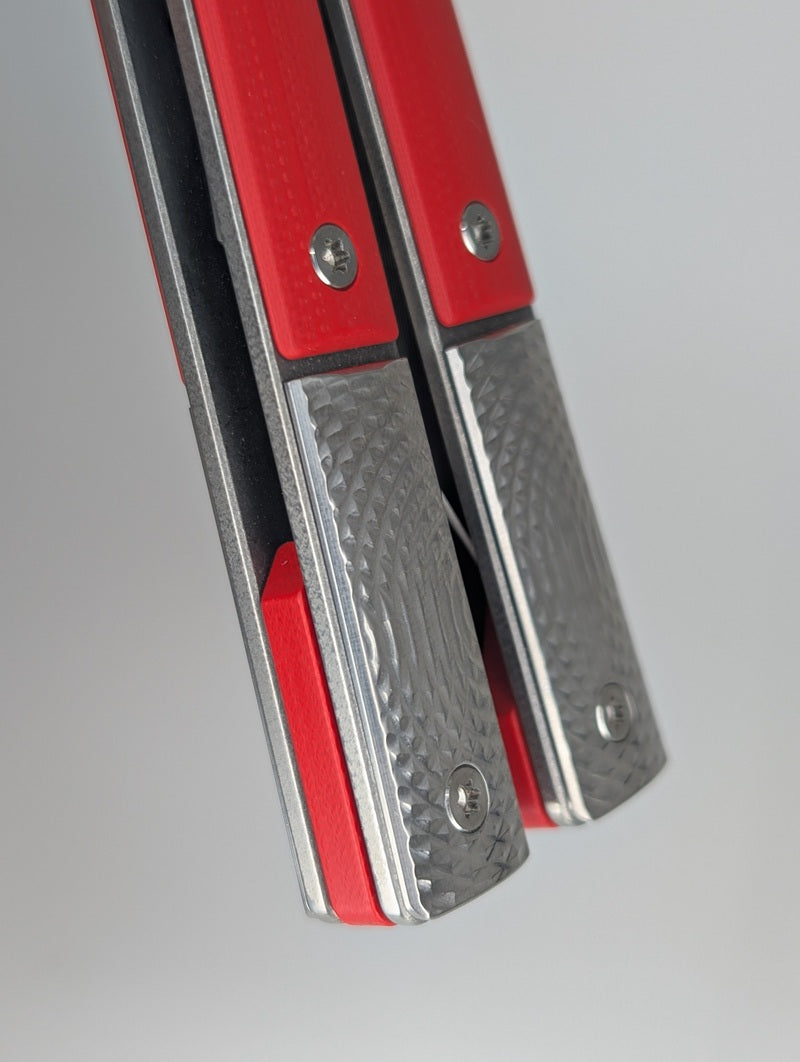 *Consignment* JK Designs LiteTech Red Live Blade Balisong #174