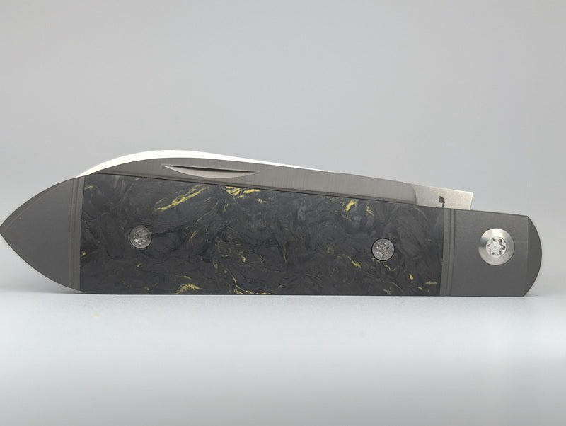 *Consignment* Jack Wolf Knives Low Drag Jack Fat Carbon Dark Matter Yellow Slipjoint Knife