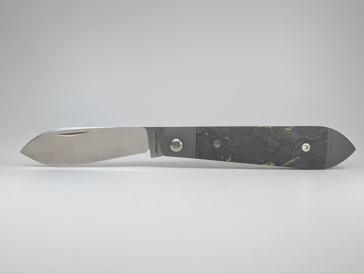 *Consignment* Jack Wolf Knives Low Drag Jack Fat Carbon Dark Matter Yellow Slipjoint Knife
