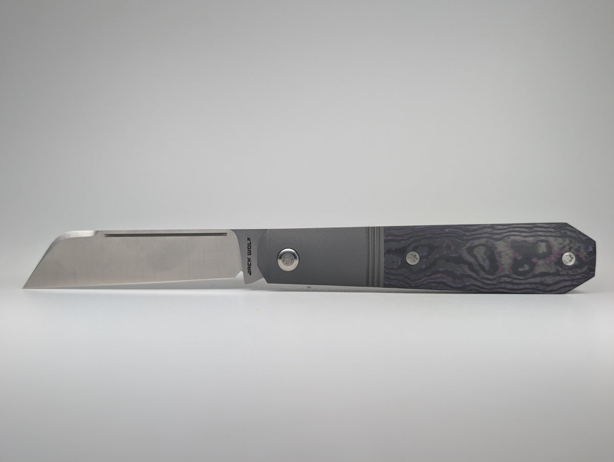 *Consignment* Jack Wolf Knives Midnight Jack Fat Carbon Purple Haze Slipjoint Knife