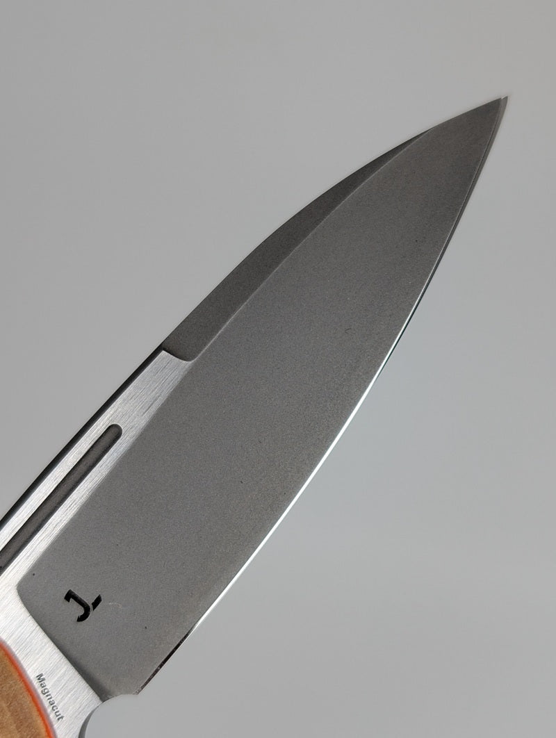 *Consignment* Justin Lundquist Custom Feist Fixed Blade Knife w/ Olive Wood Scales & Magnacut Blade