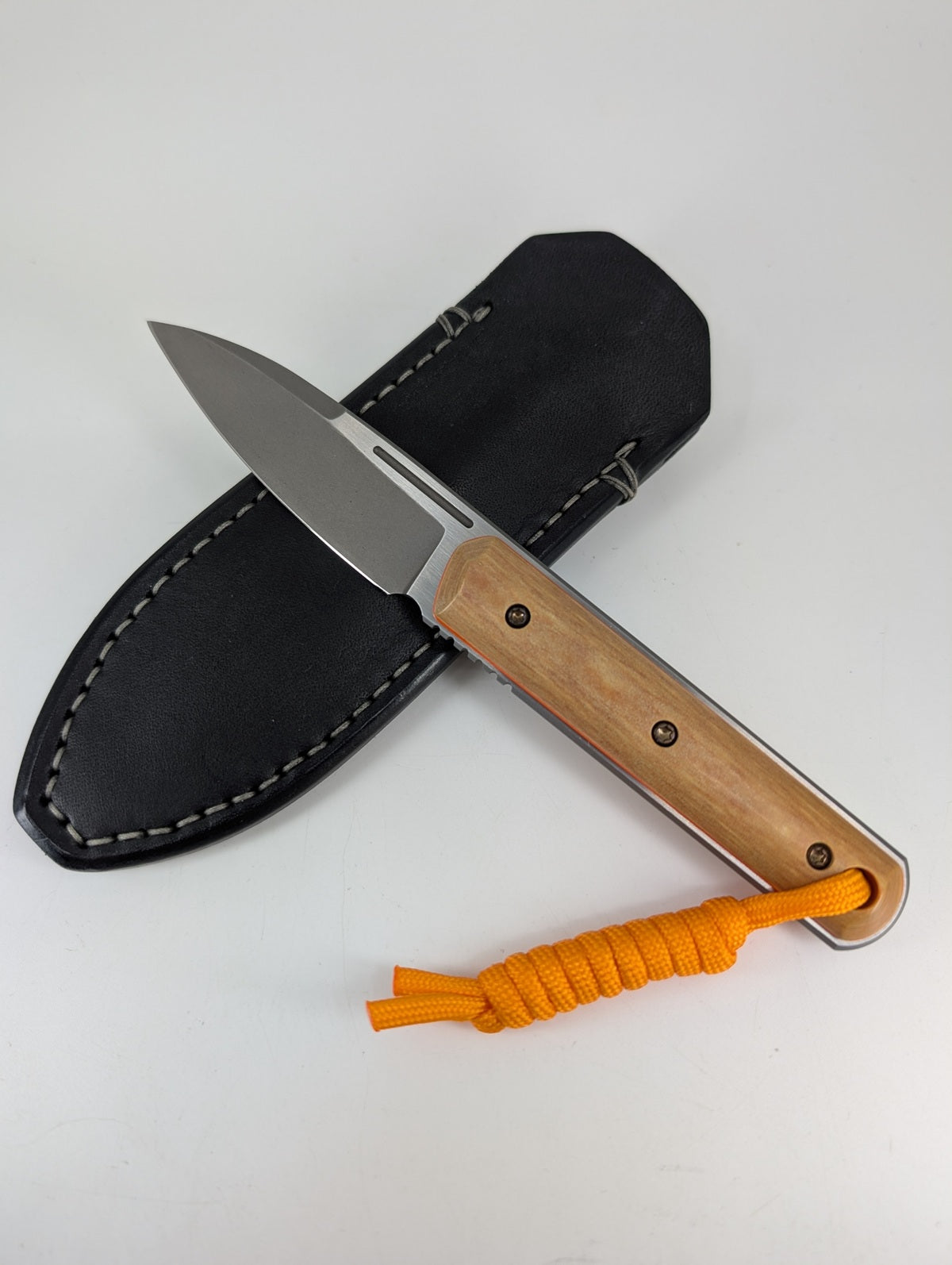 *Consignment* Justin Lundquist Custom Feist Fixed Blade Knife w/ Olive Wood Scales & Magnacut Blade