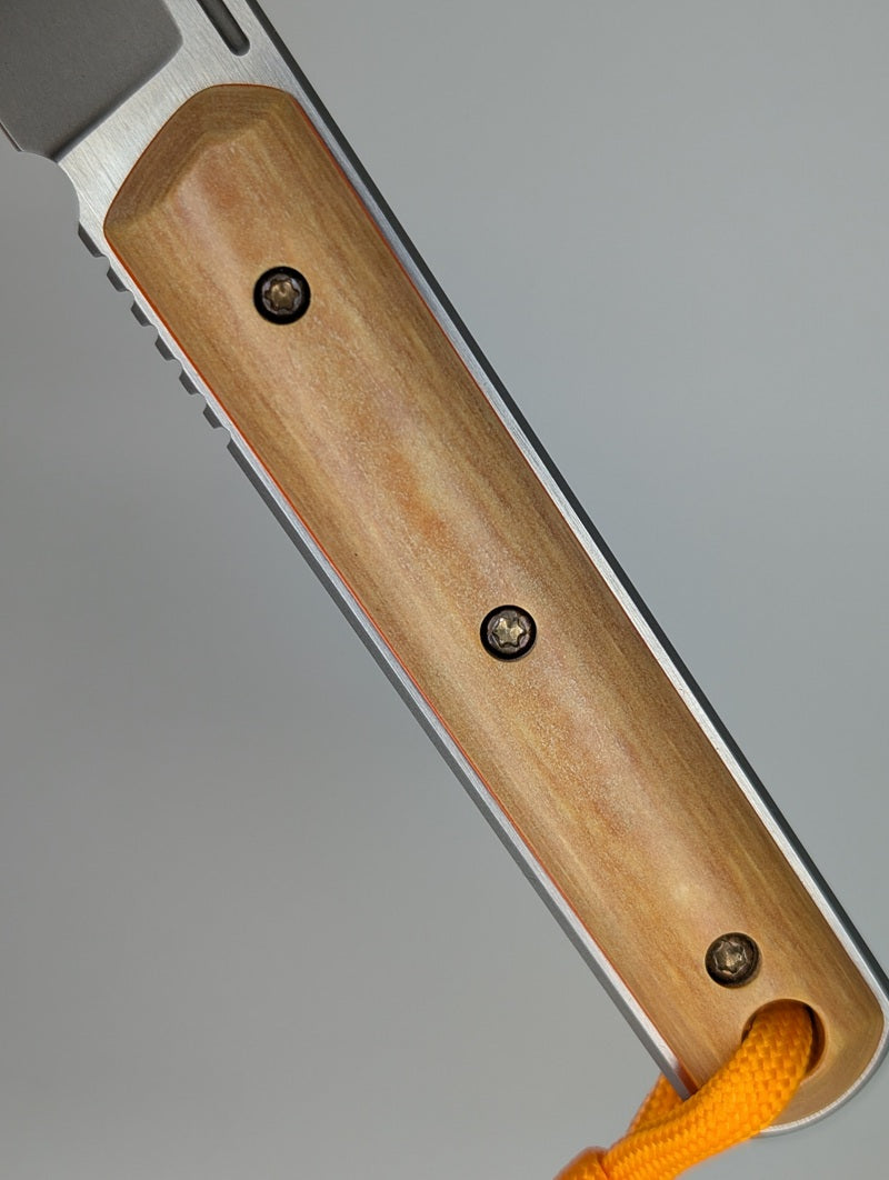 *Consignment* Justin Lundquist Custom Feist Fixed Blade Knife w/ Olive Wood Scales & Magnacut Blade