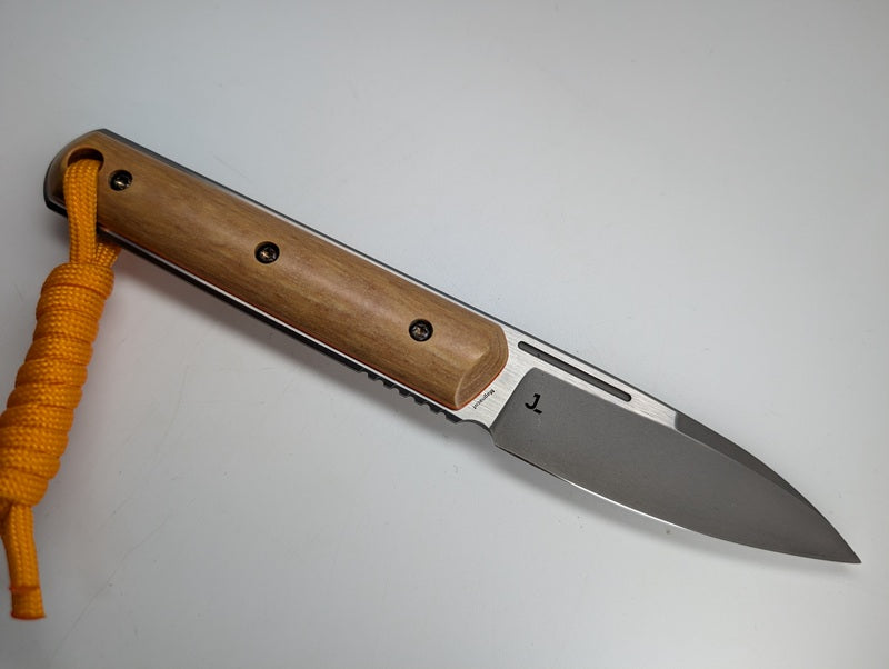 *Consignment* Justin Lundquist Custom Feist Fixed Blade Knife w/ Olive Wood Scales & Magnacut Blade