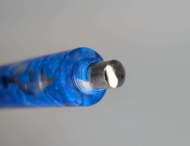 *Consignment* Krone Moderne Cellophane Blue Fountain Pen 18k Gold Medium Nib