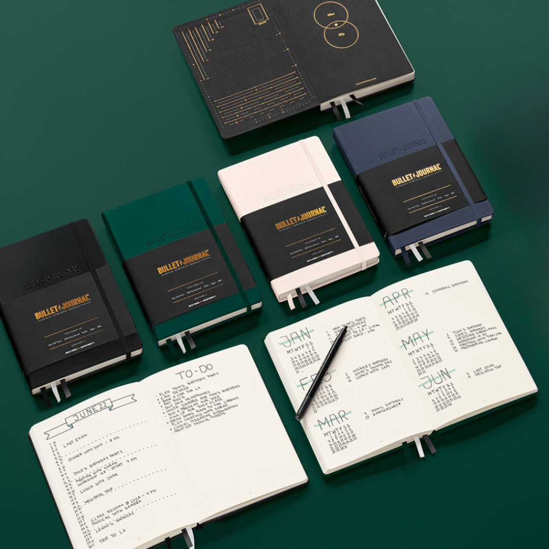 LEUCHTTURM1917 Bullet Journal Collection on a green background