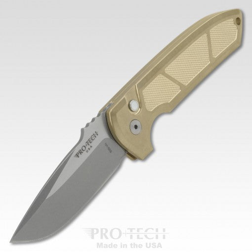 Protech Rockeye Custom AlBronze Handle Stonewash Blade Auto Folding Knife