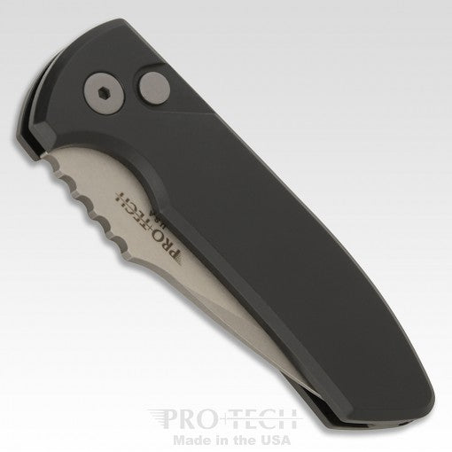 Protech Short Bladed Rockeye Solid Black Auto Folding Knife