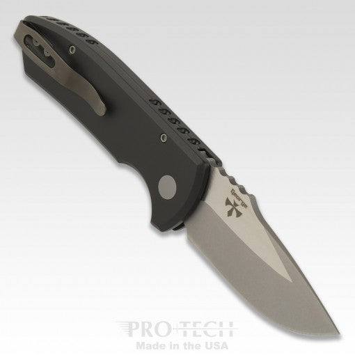 Protech Short Bladed Rockeye Solid Black Auto Folding Knife