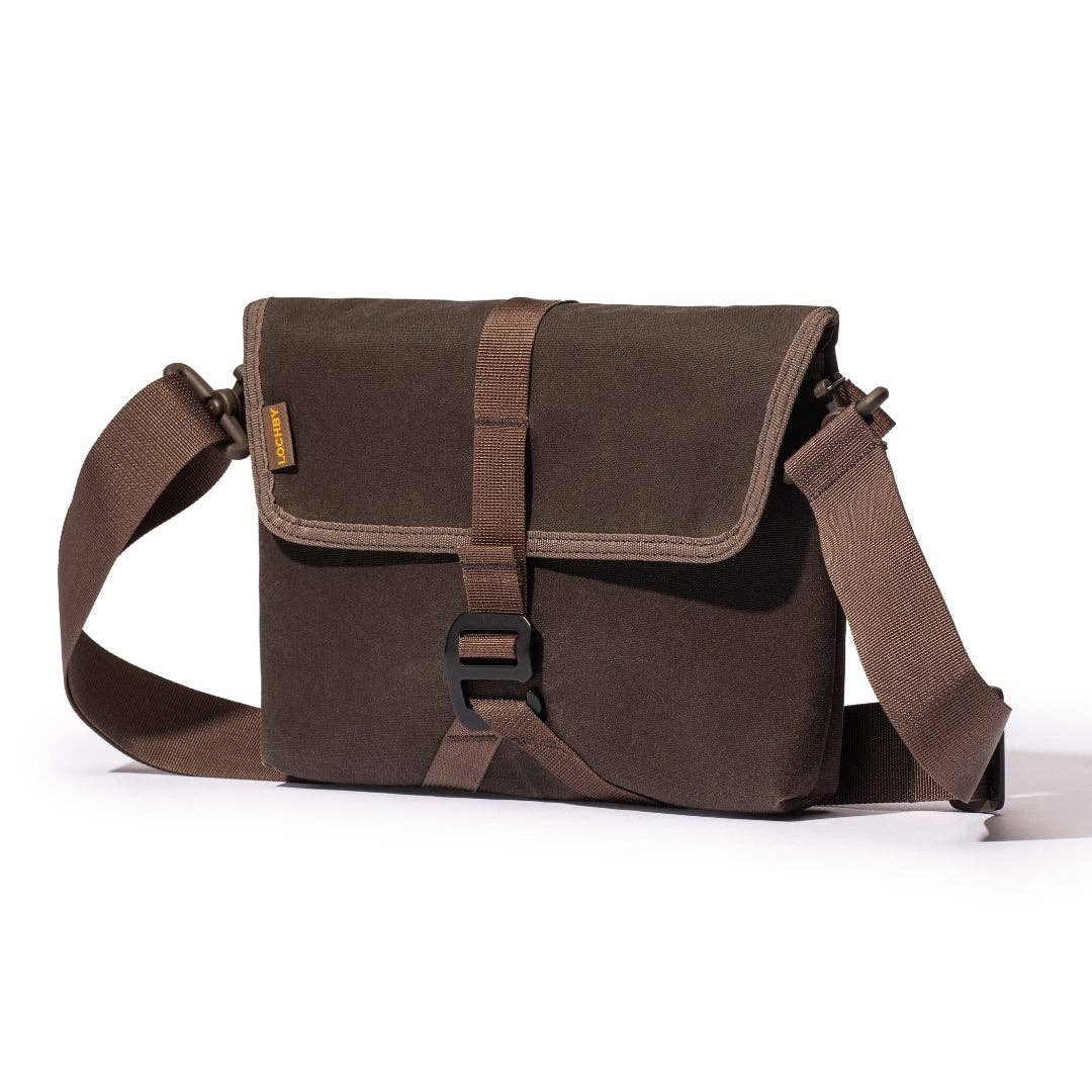 Brown LOCHBY bag on a white background