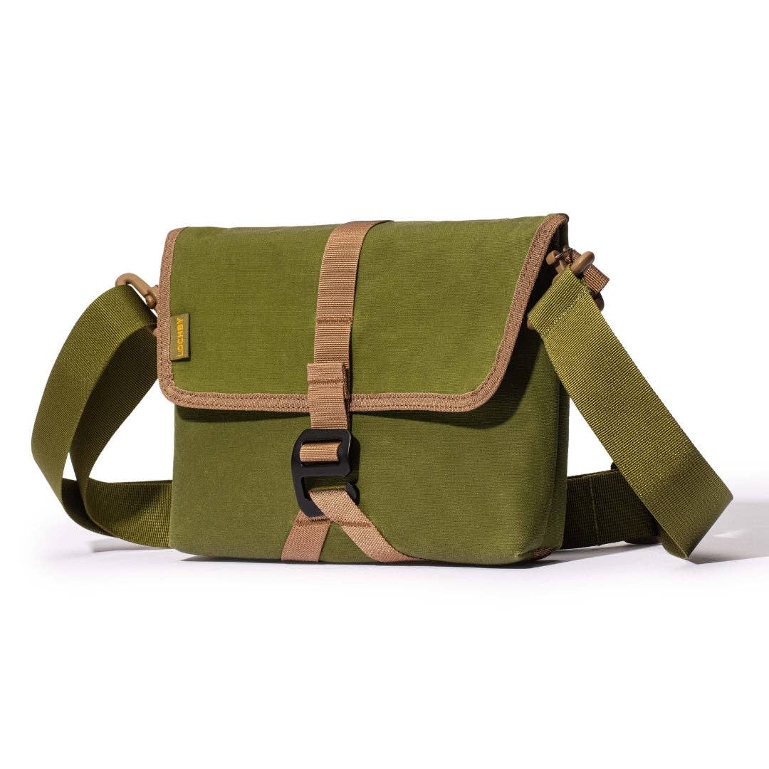 Olive LOCHBY canvas bag on a white background