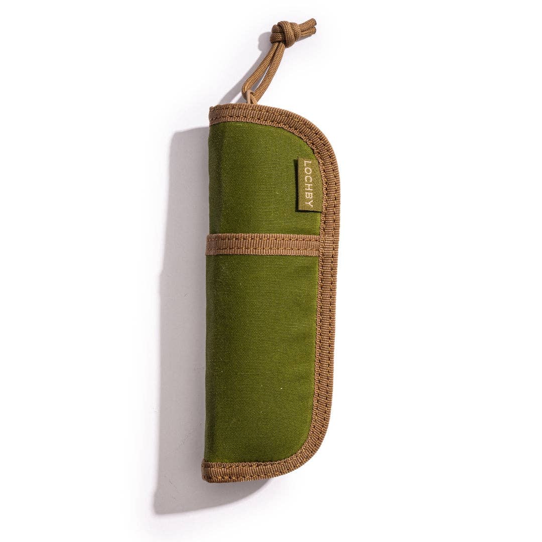 LOCHBY Green and brown pen sheath with a visible brand logo on a white background