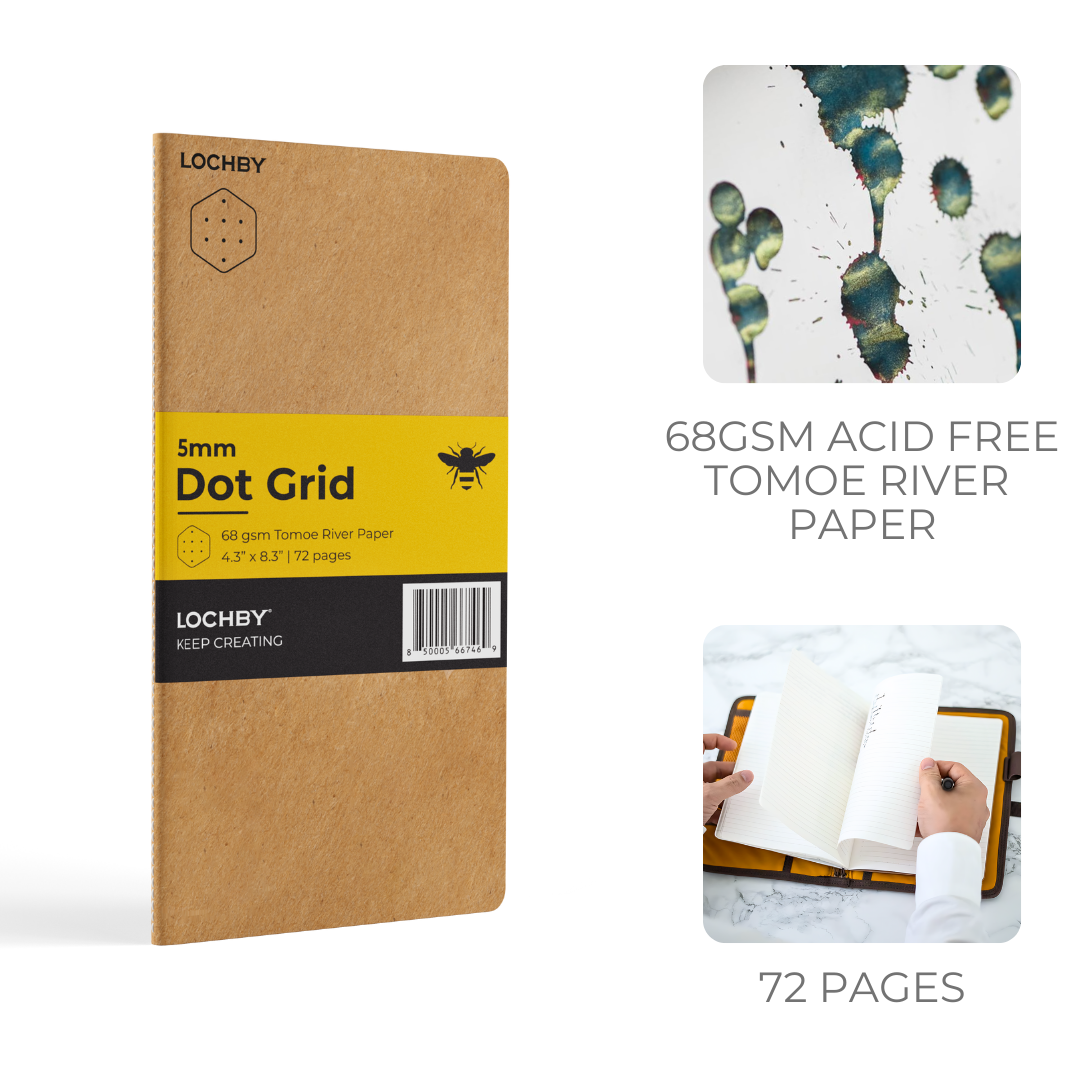 Lochby notebook with dot grid on a white background