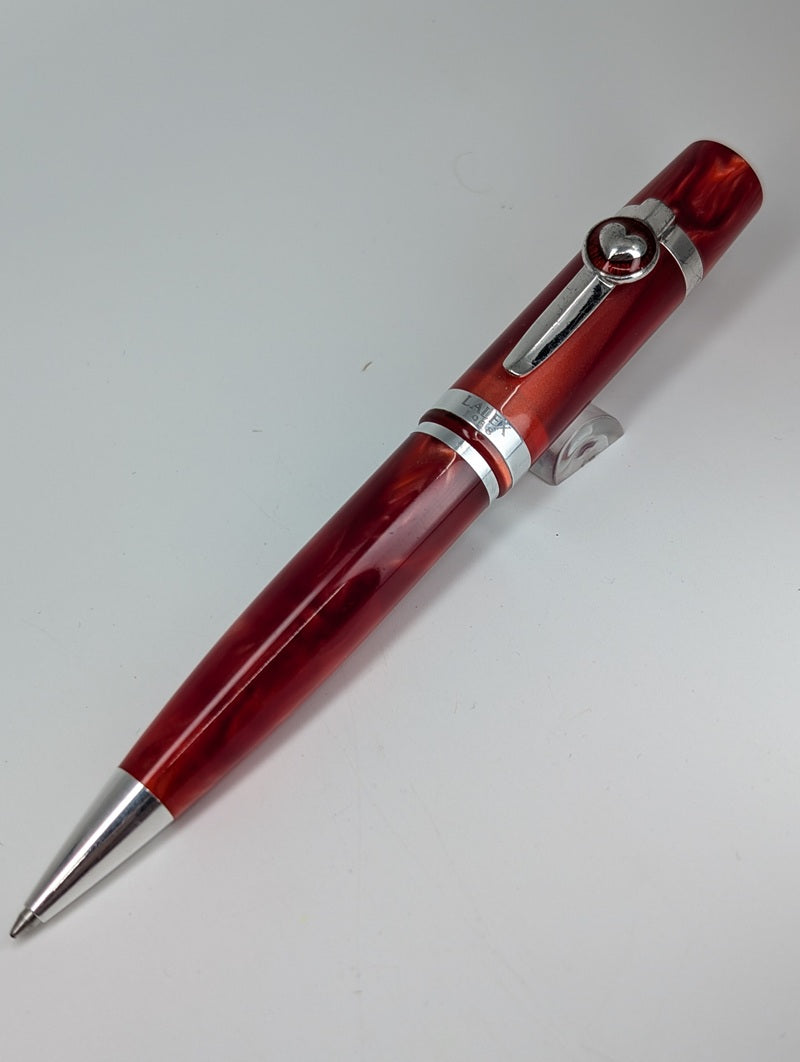 *Consignment* LALEX Vintage Red "Heart" Fountain Pen (M) / Ballpoint Pen Set