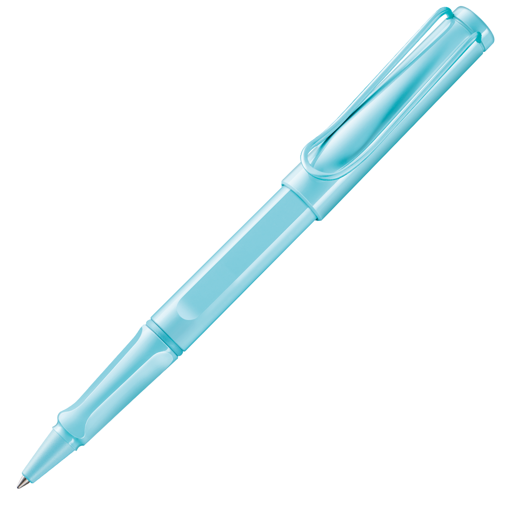 Lamy Safari Rollerball Aquasky pen on white background