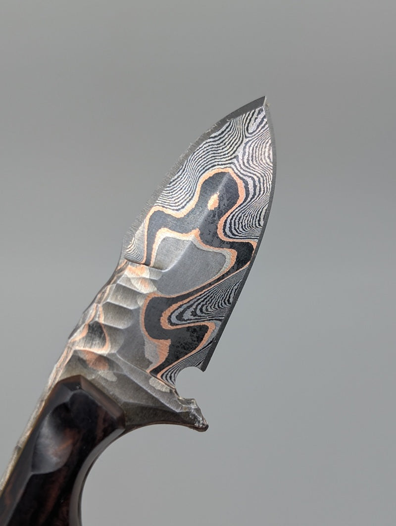 Lex Rex Custom Knives Mini Goblin CopperMai Damascus Fixed Blade Knife