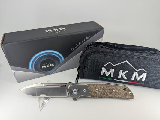 *Consignment* MKM Clap Green Canvas Micarta w/ Ti Bolster Linerlock Folding Knife