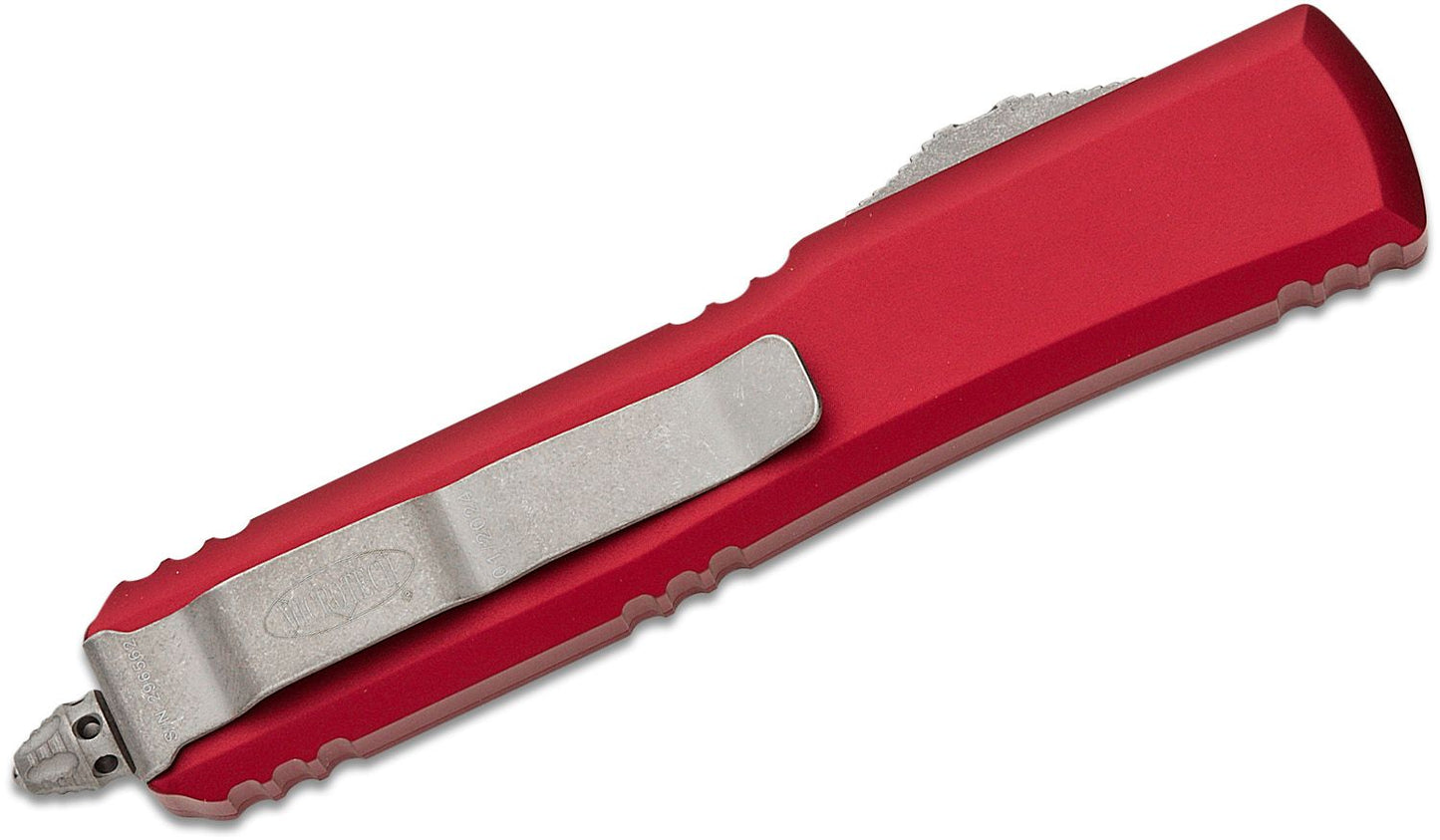 Microtech Ultratech Merlot Apocalyptic Partial Serrated Out the Front