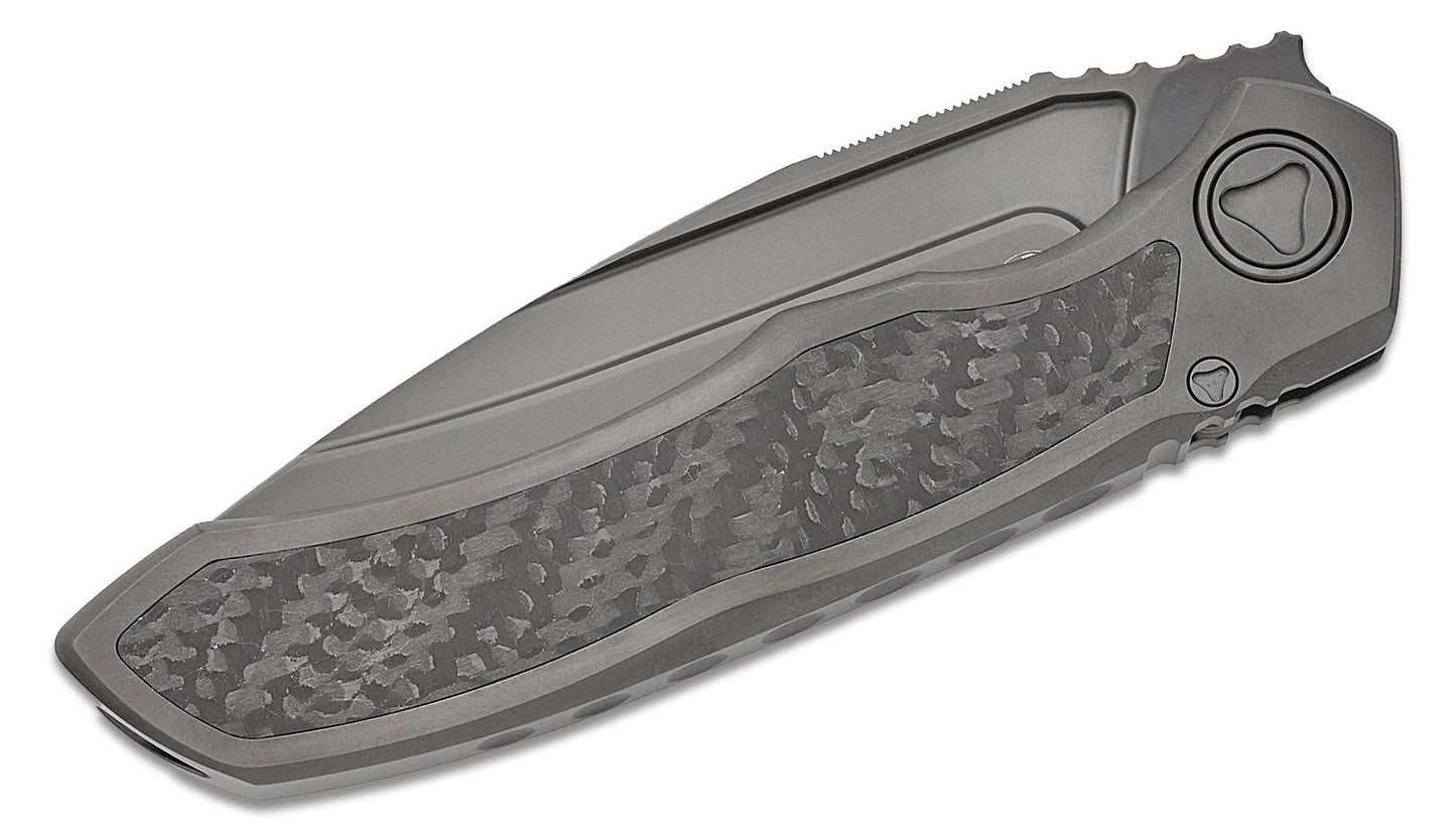 Microtech Anax Single Edge Titanium Handle DLC Standard CF Inlay Folding Knife