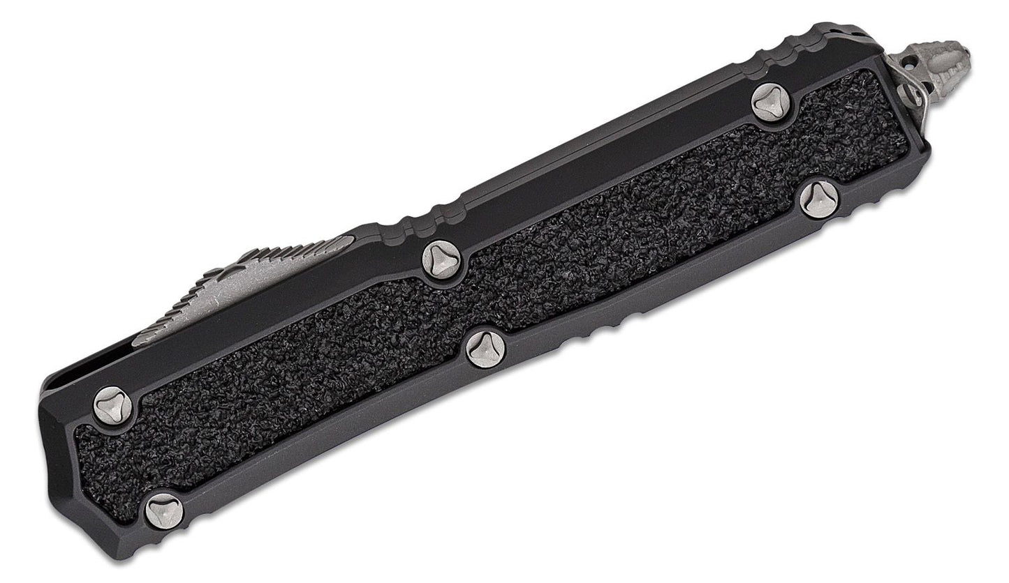 Microtech Makora D/E  Apocalyptic Full Serrated Nickel Baron Internals Out the Front Knife