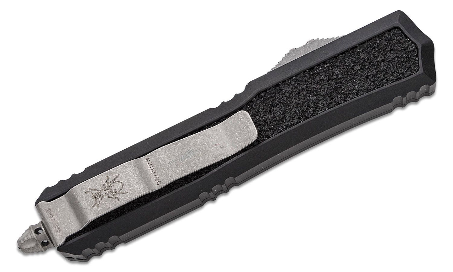 Microtech Makora D/E  Apocalyptic Full Serrated Nickel Baron Internals Out the Front Knife