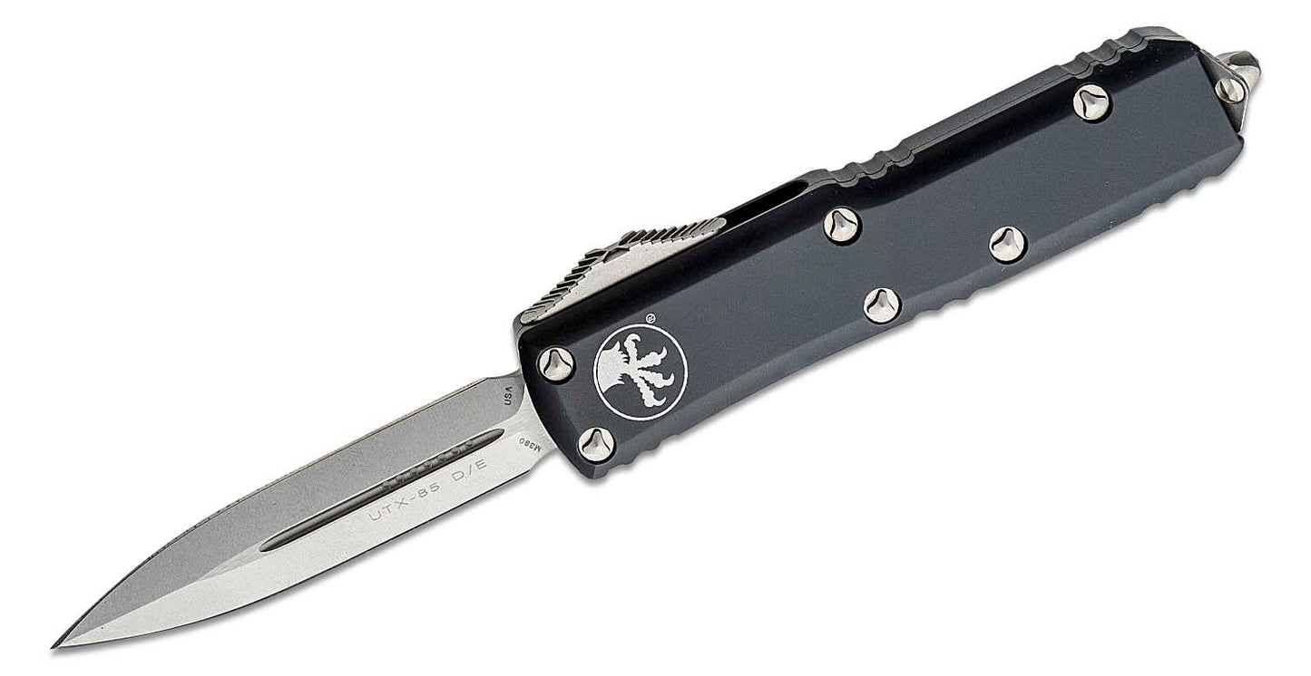 Microtech UTX 85 D/E Stonewash Standard Out the Front Knife