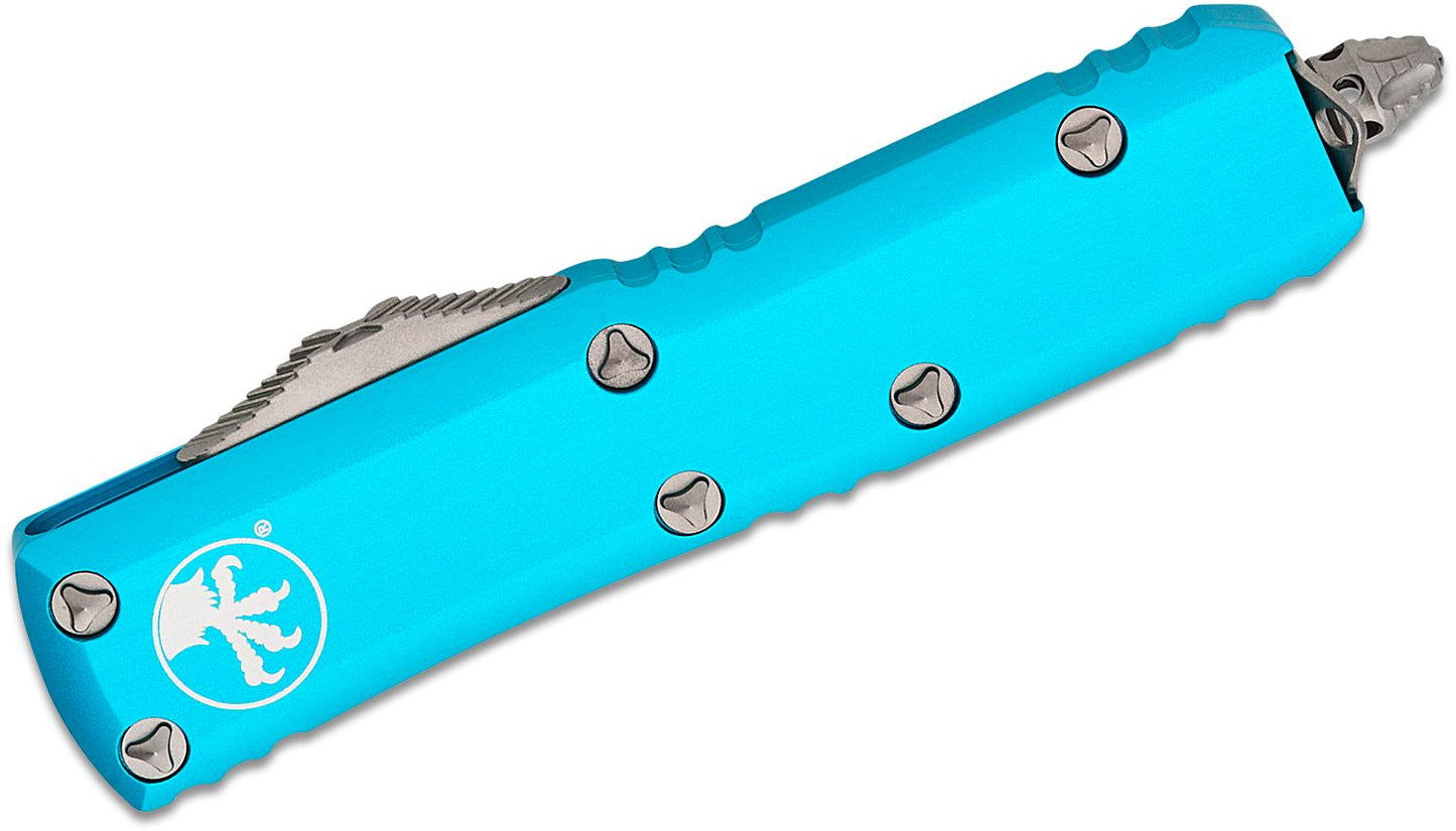 Microtech UTX 85 T/E Turquoise Satin Standard Out the Front Knife