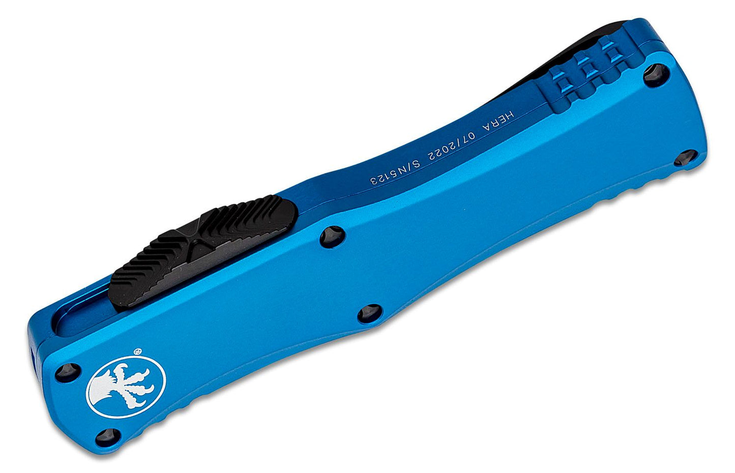 Microtech Hera D/E Blue Full Serrated Out the Front Knife