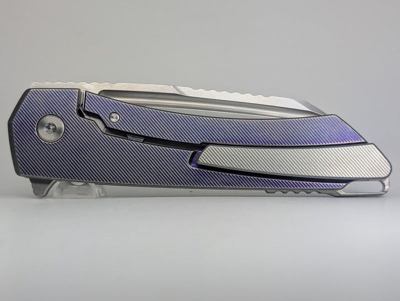 MachineWise Mojave Purple w/ Distress (S90V | Stonewash | Fine Step) Framelock Folding Knife #1216 *BLEM*